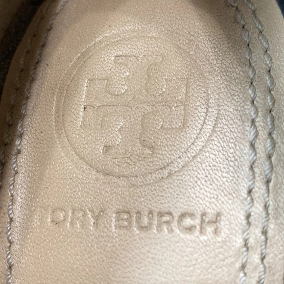 Tory Burch Black Jade Patent Leather Peep Toe Slip On Pump Wedges Size 9.5 - Picture 10 of 10